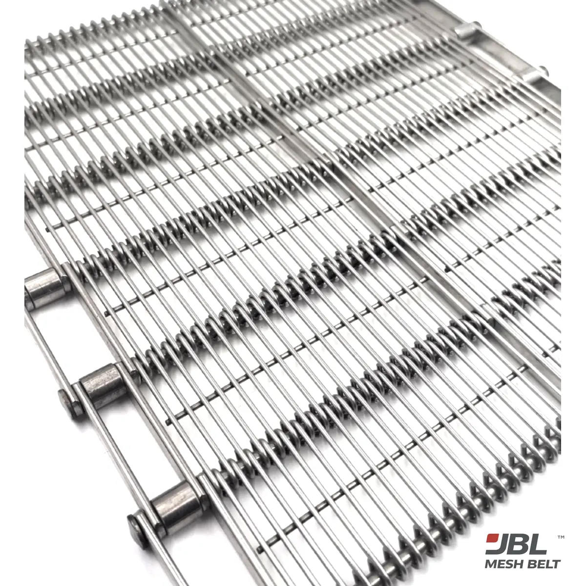 Eye link belt with roller chain edge