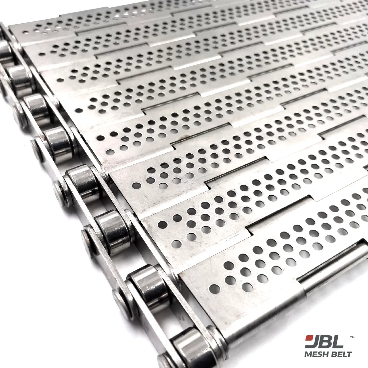Perforated plate link belt