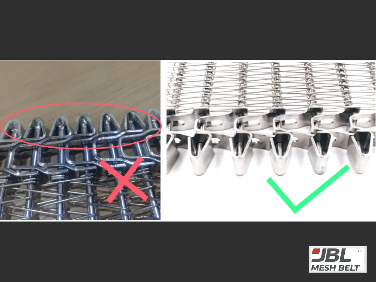 Uneven polishing marks (left) vs a correct finish (right)