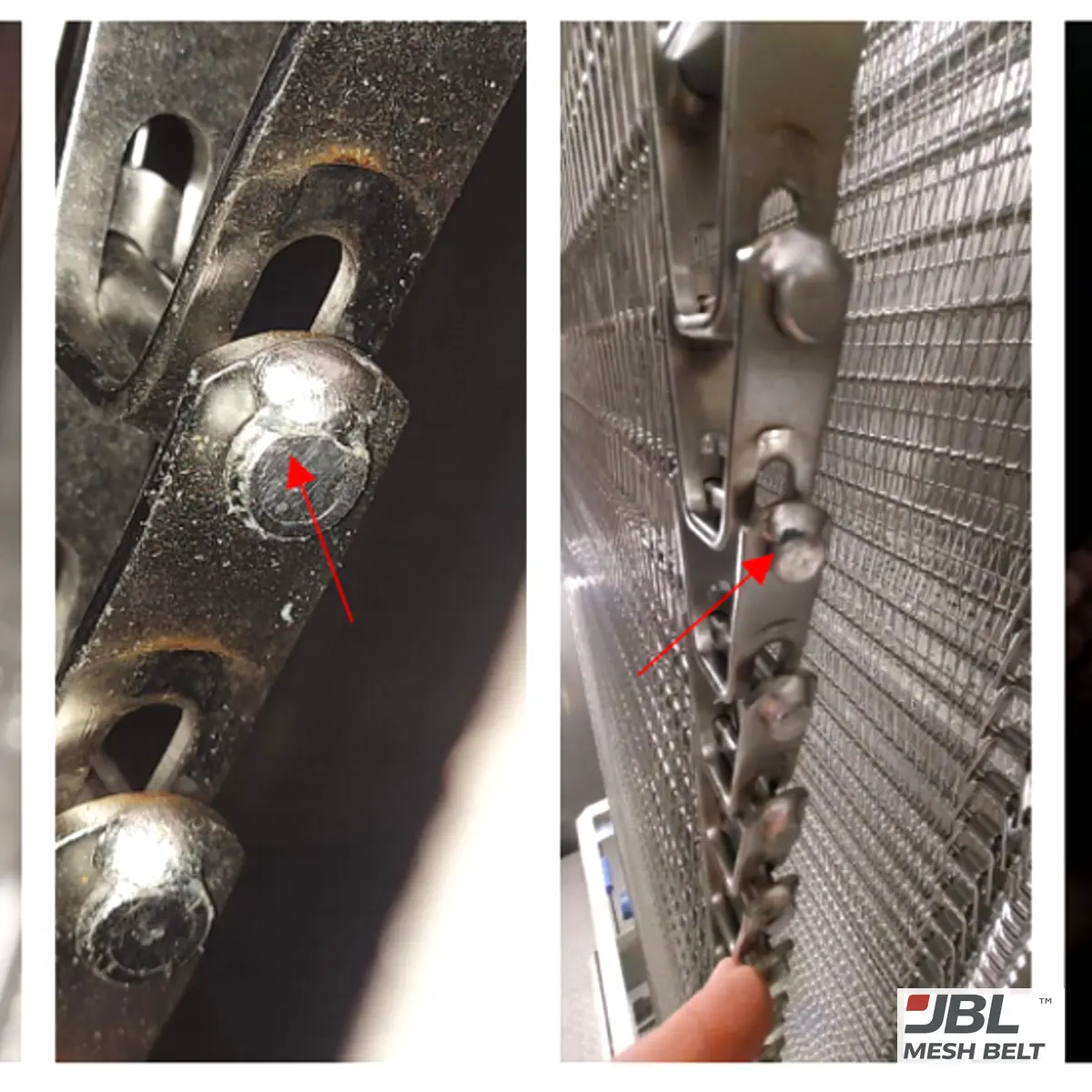 Cracks at button-welded rod ends (arrows)