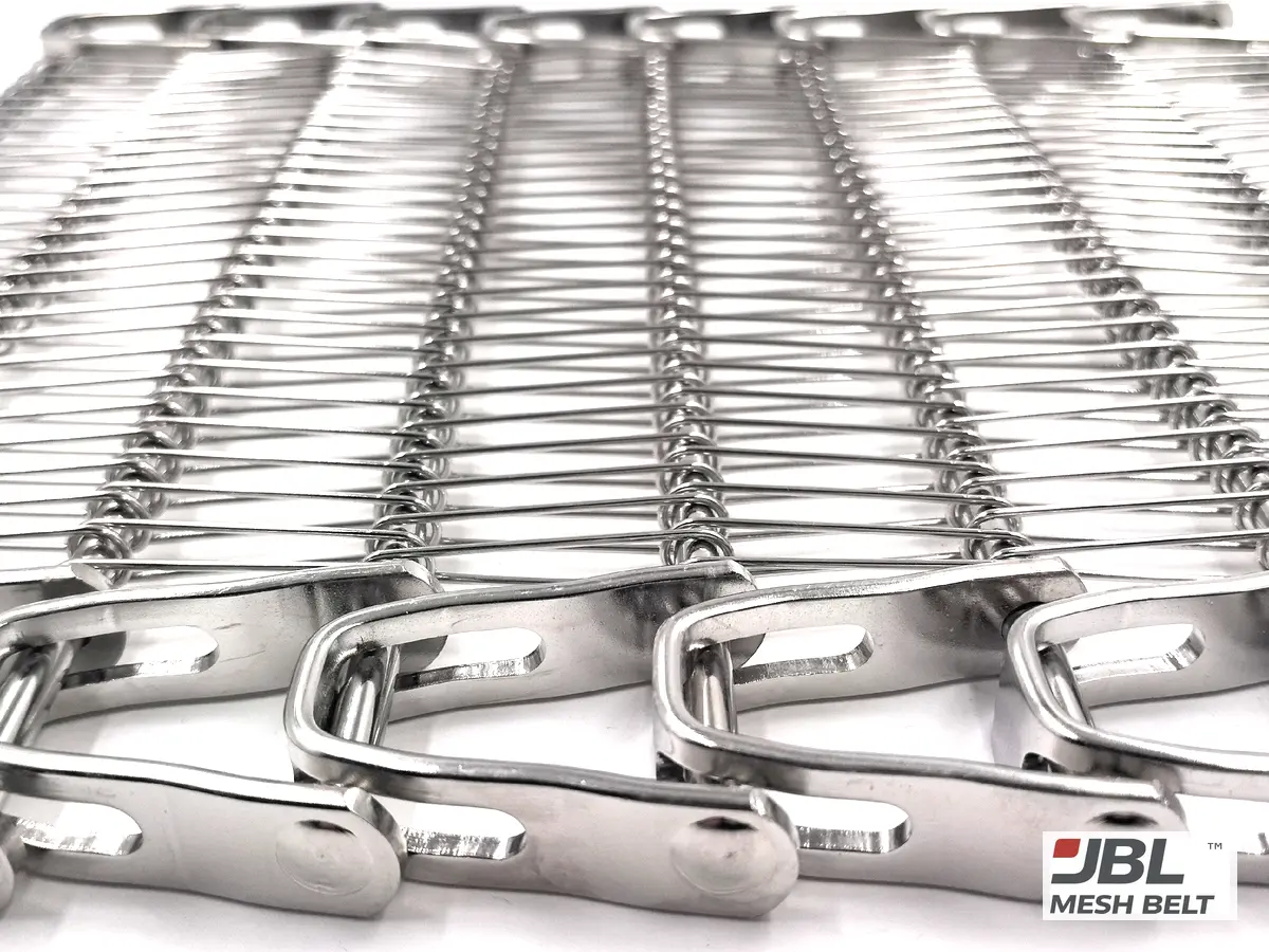 JBL Mesh Belt electropolished stainless steel spiral belt surface, one of the finishes chosen per project