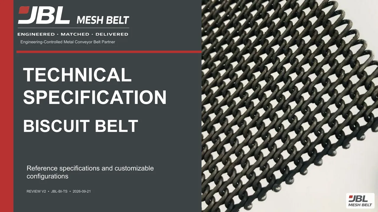 Biscuit Belt Technical Specification, page 1 of 12