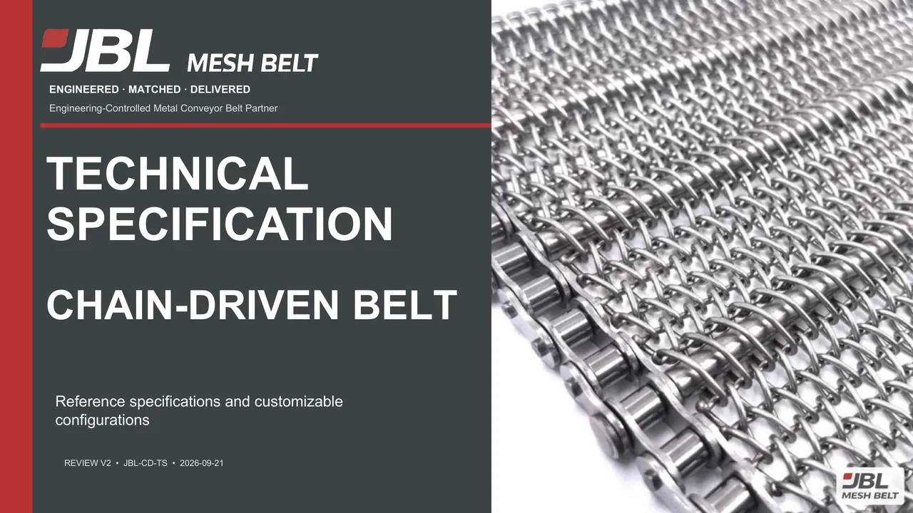 Chain-Driven Belt Technical Specification, page 1 of 16