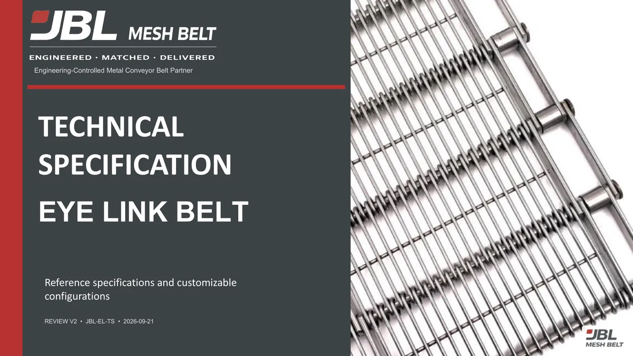 Eye Link Belt Technical Specification, page 1 of 17