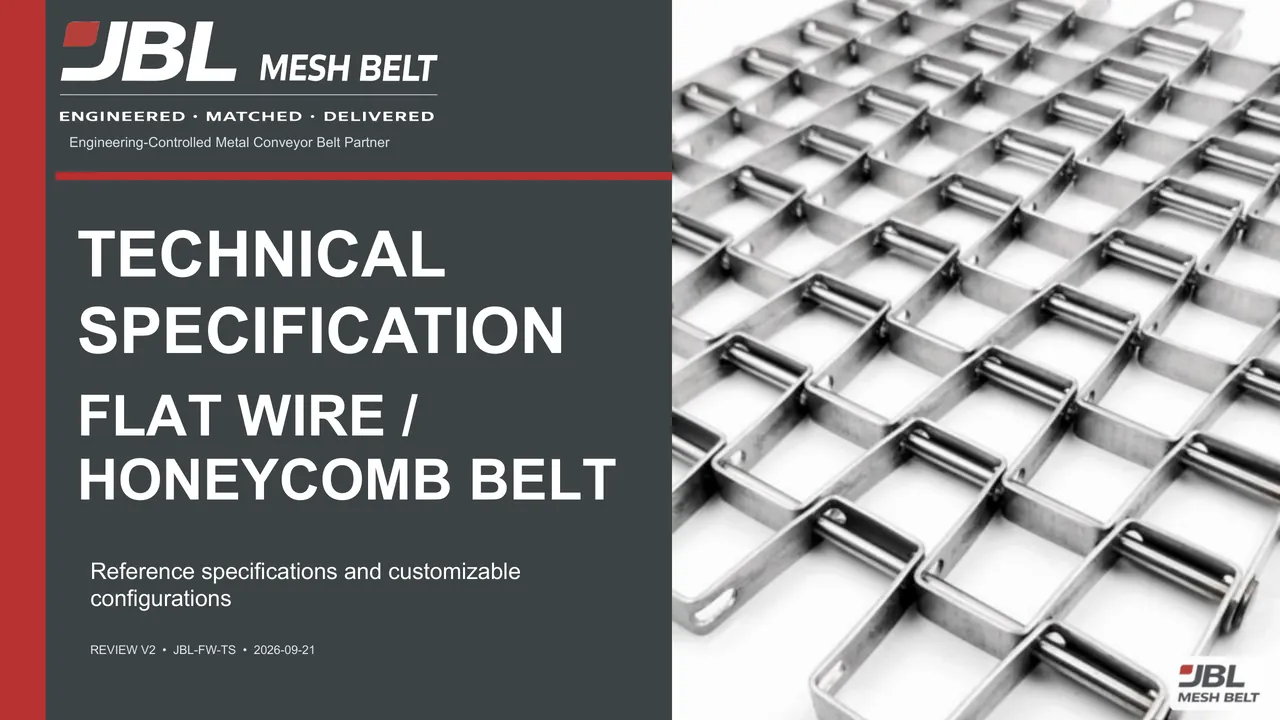 Flat Wire / Honeycomb Belt Technical Specification, page 1 of 13