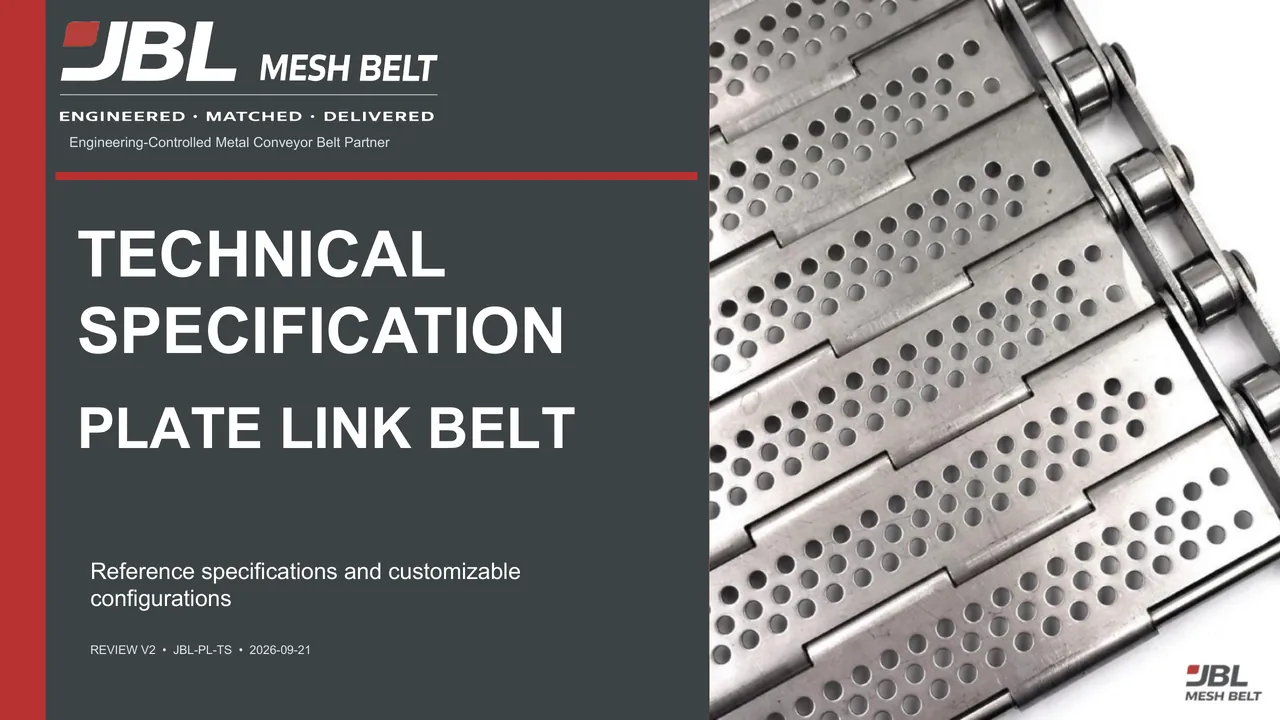 Plate Link Belt Technical Specification, page 1 of 15