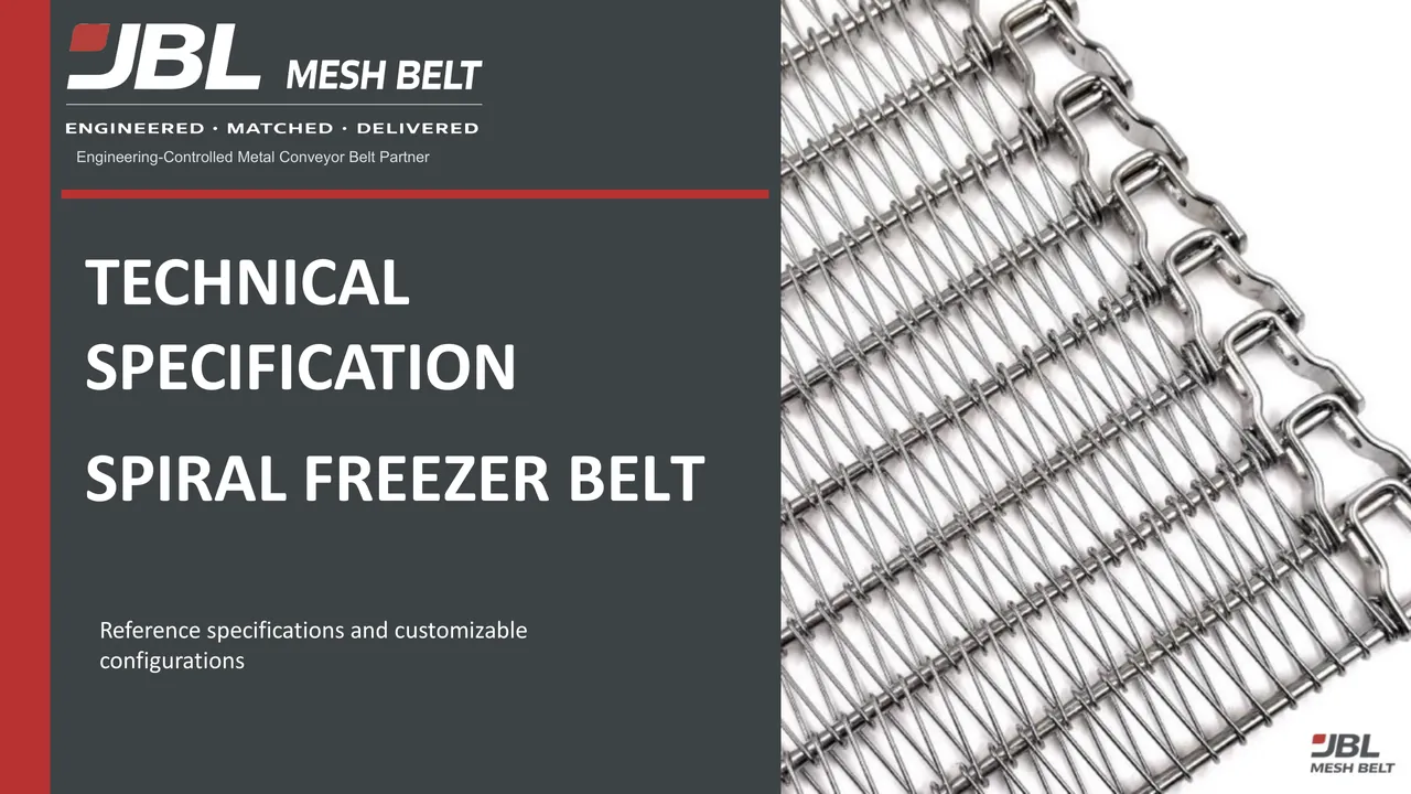 Spiral Freezer Belt Technical Specification cover